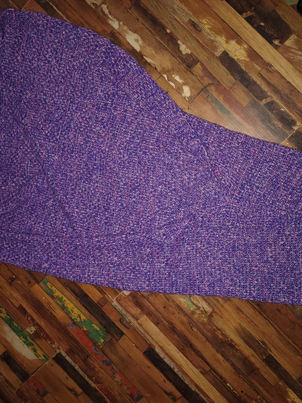 Kids Purple Mermaid Tail Knit Blanket